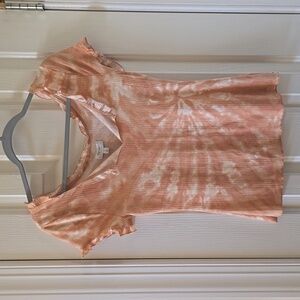 TRUE CRAFT WOMEN'S JUNIOR SHORT SLEEVE COPPER TIE DYE SUMMER TOP SIZE MEDIUM